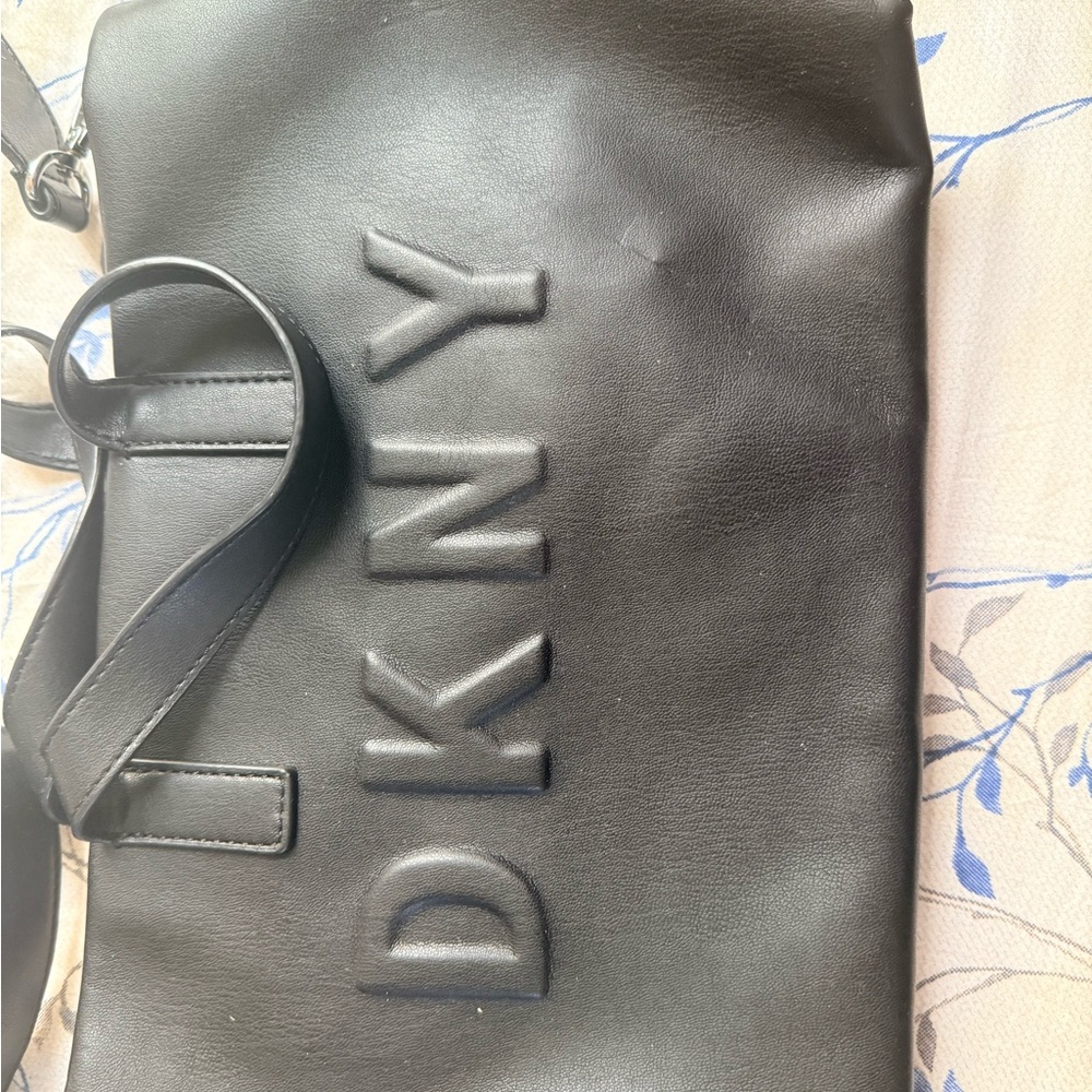 Dkny Black Embossed Logo Crossbody Bag